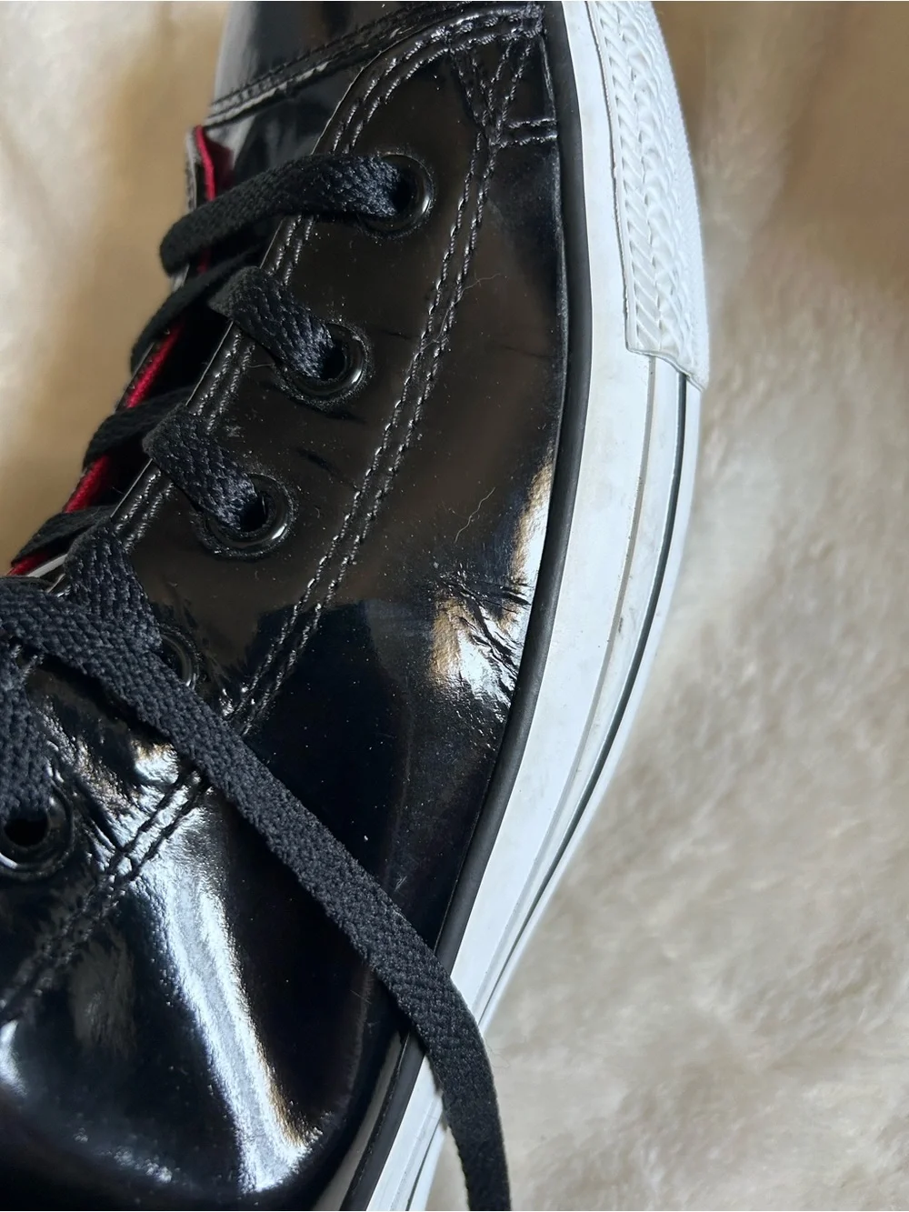Converse black patent leather high top sneakers men's 13 - Picture 5 of 7